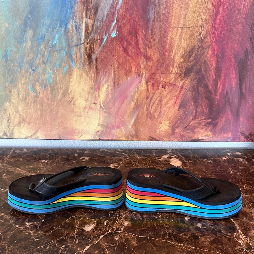 Rainbow Multicolor Platform Sandals - image 4